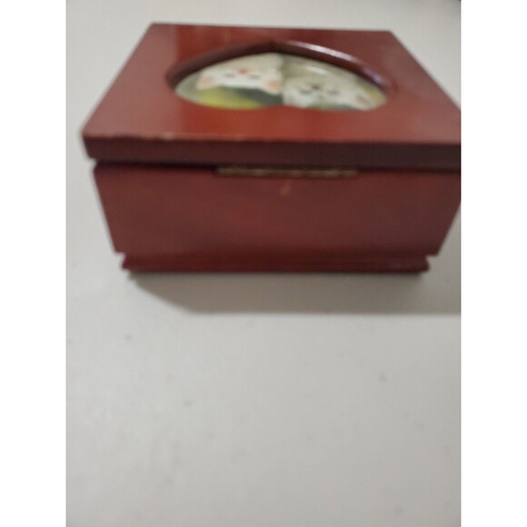Vintage Cat Wood Jewelry Trinket Box - Picture 6 of 8